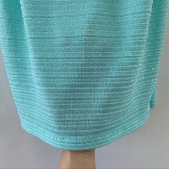 NWT Windsor Sparkly Glitter One Shoulder Sheer Flounce Bodycon Mini Dress Mint 2 - Picture 10 of 14